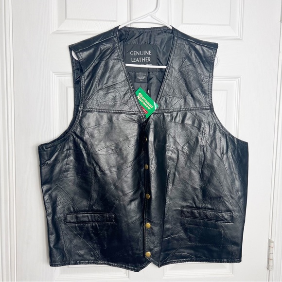 NWT Vintage Giovanni Navarre Leather Vest, Size 2X